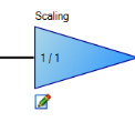 The scaling symbol - a triangle with 1/1 inside, text reading Scaling above, and the edit icon below it.