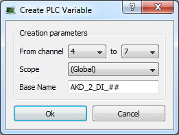 Wizard to Create PLC Variable - Parameters