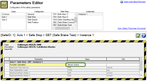 Screen capture of the Parameters Editor with the parameter Function Activation value of Not Active circled