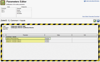 WorkBench Parameters Editor Common > Inputs with the Distinct Pulse Monitoring option circled