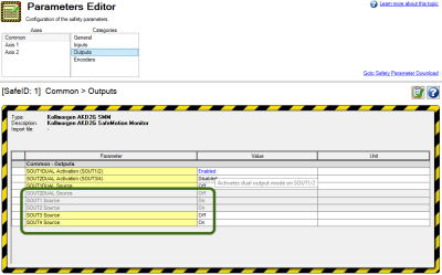 WorkBench Parameters Editor with SOUT1 Source, SOUT2 Source, Sout3 Source, and SOUT4 Source circled