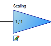 The scaling symbol - a triangle with 1/1 inside, text reading Scaling above, and the edit icon below it.