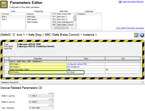 Parameters Editor with the SBC Muting value of Not Used circled