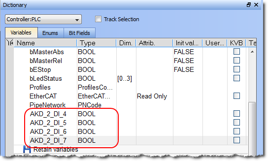 Wizard to Create PLC Variable - Variables in the Dictionary