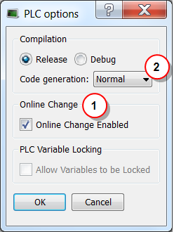 PLC Options - Online Change Enable