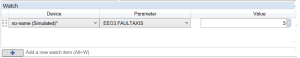 A ccropped view of the Watchlist showing EEO3.FAULTAXIS with a Value of 3